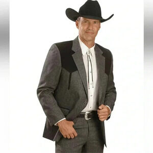 CIRCLE S Men’s Boise Western Cowboy Suit Coat Blazer Heather Charcoal Sz 54R